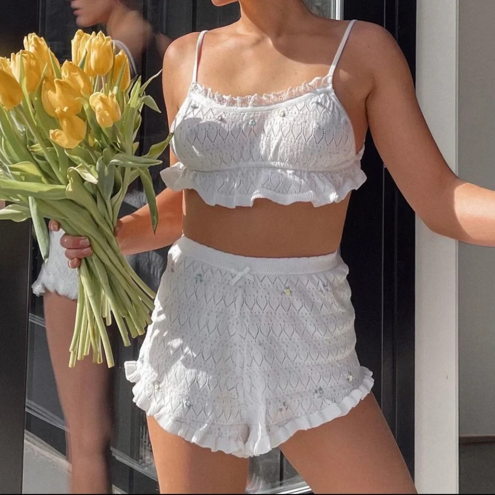 3 PIECE FOR LOVE & LEMONS Charleston Cardigan Top Short set
